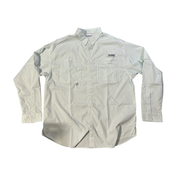 Columbia Other - Columbia Mens PFG Sun Protection Button Down Shirt XL White Green Plaid